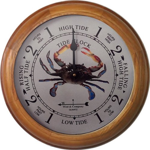 6" Oak Blue Crab Tide Clock