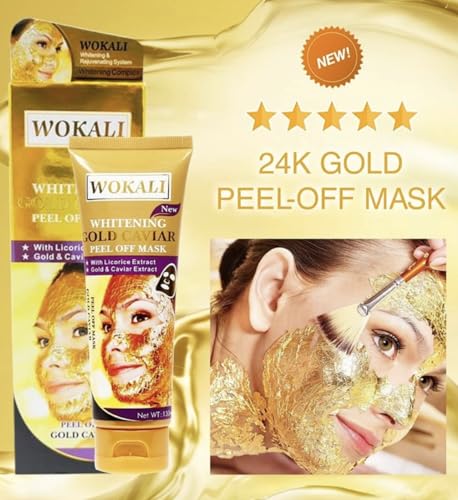 Image of Whitening 24k Gold Caviar Peel off Mask || Glowing, Brightening & Radiant skin || Boosts Collagen || Hyaluronic acid || Vitamin A & E || Remove impurities, dirt & dead skin || for men & women both || 130g