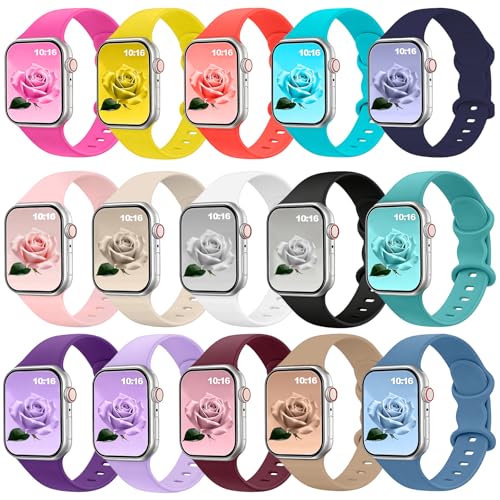 Bands Compatible with Apple Watch Band 38mm 40mm 41mm 42mm 44mm 45mm 46mm 49mm for Women Men, Soft Silicone Sport Replacement Strap Wristbands for iWatch Series 10/9/8/7/6/5/4/3/2/1/SE/Ultra