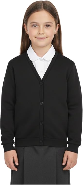 A2Z 4 Kids Girls Club Scouts School Uniform Burshed Fleece V Neck Cardigan Cardi Sweatshirt Age 3-14 Years