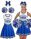 JenPen 3-teiliges Halloween-Cheerleader-Kostüm für Damen, Erwachsene, Mädchen, Cheerleader-Outfit-Set, Cheerleader-Uniform-Kleid für Party, blau/schwarz, M