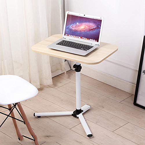 Rahmen aus Kohlenstoffstahl Laptop Betttisch mit Gelbe Dichtetafel,Höhenverstellbar, Abschließbare Rollen, Beistelltisch Klein Zur Verwendung Mit