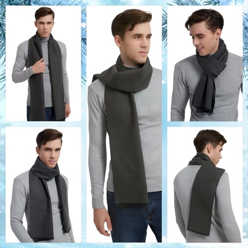 Einskey MEN'S WINTER SCARF 2-Pack Warm Cashmere Feel Striped Color Check Tartan Plaid Tassel Soft Long Fashion Neck Scarves thumb #3