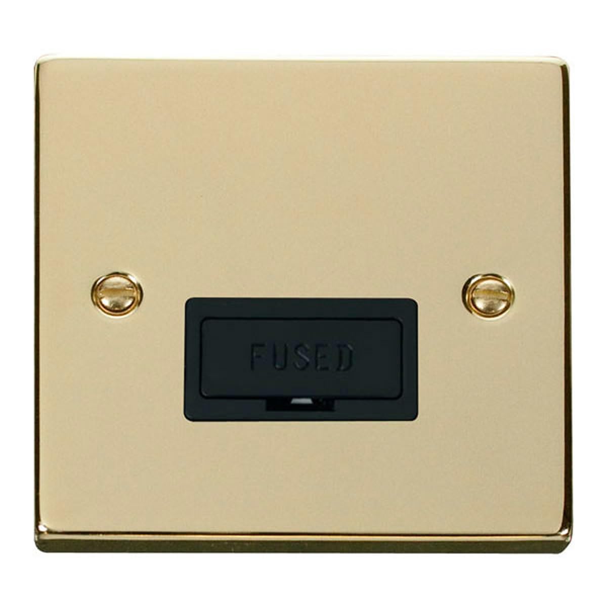 Click Polished Brass 13A Fused Connection Unit - Black Insert
