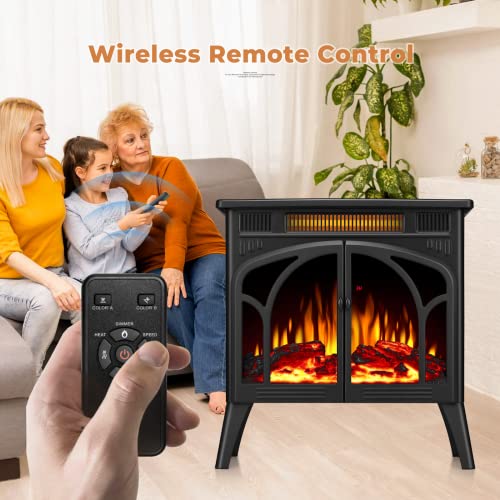Xbeauty Electric Fireplace-Fireplace Stove With 3D Flame Effect Freestanding Electric Fireplace Heater Portable Electric Fireplace Heater Indoor Electric Stove Heater With Remote Control ,Black #TOP5