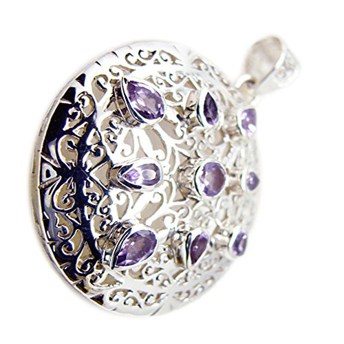 Pendentif améthyste véritable en argent sterling pour femme style victorien