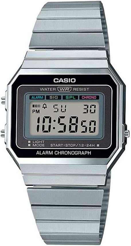 CasioCasio Collection Womens Digital Watch A700WE with Stainless Steel Strap