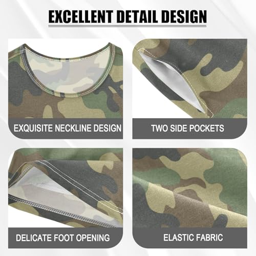 Pajama Short Sets Modern Camouflage Army Forest Soft Cotton Summer Sleepwear 2 Piece PJS Size 5-14T3