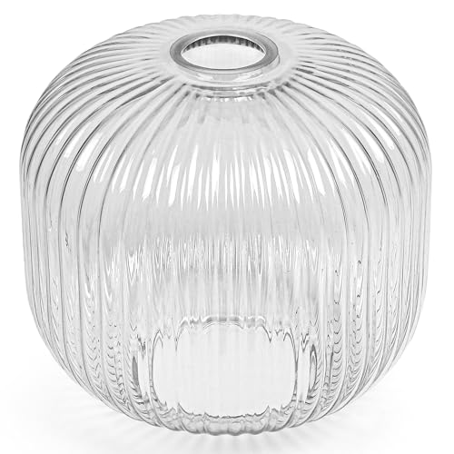 Qimh Ribbed Glass Lamp Shade, Art Blown Lampshades, 7.87" Length x7.87" Width 7.28" Height, Replacement Lamp Shades for Table, Floor Lamp, Chandelier Home Office Decor, 1 Pack, Clear by QiMH - Used condition - US$12.67
