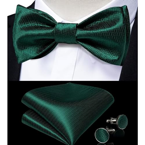 Set de Corbata de Moño Formal con Pañuelo y Gemelos miniatura 3