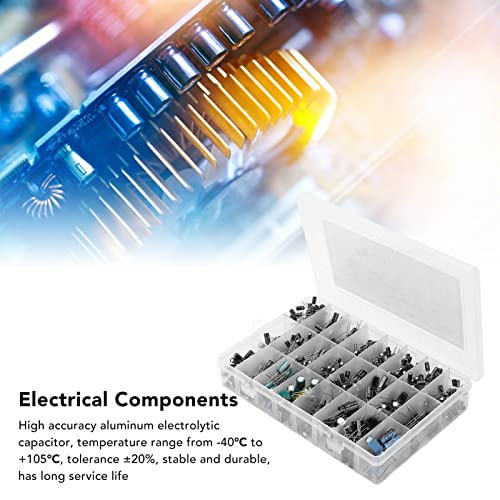 Oumefar Aluminum Electrolytic Capacitor Kit, High Accuracy 24 Value Electrolytic Capacitor Kit 630Pcs For Repair For Audio Amplifiers Capacitor #TOP2
