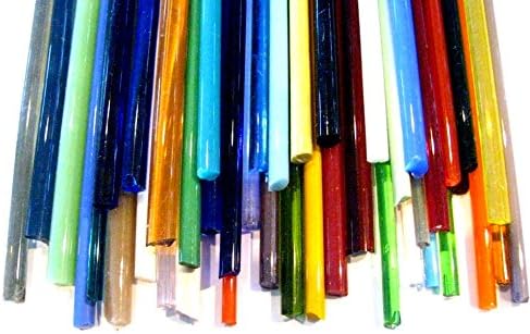 Devardi Glass Handmade COE 90 Assorted 1/2 lb, 10 Glass Rods, 5-6mm x 12 inch, Fusing, Beadmaking Rods