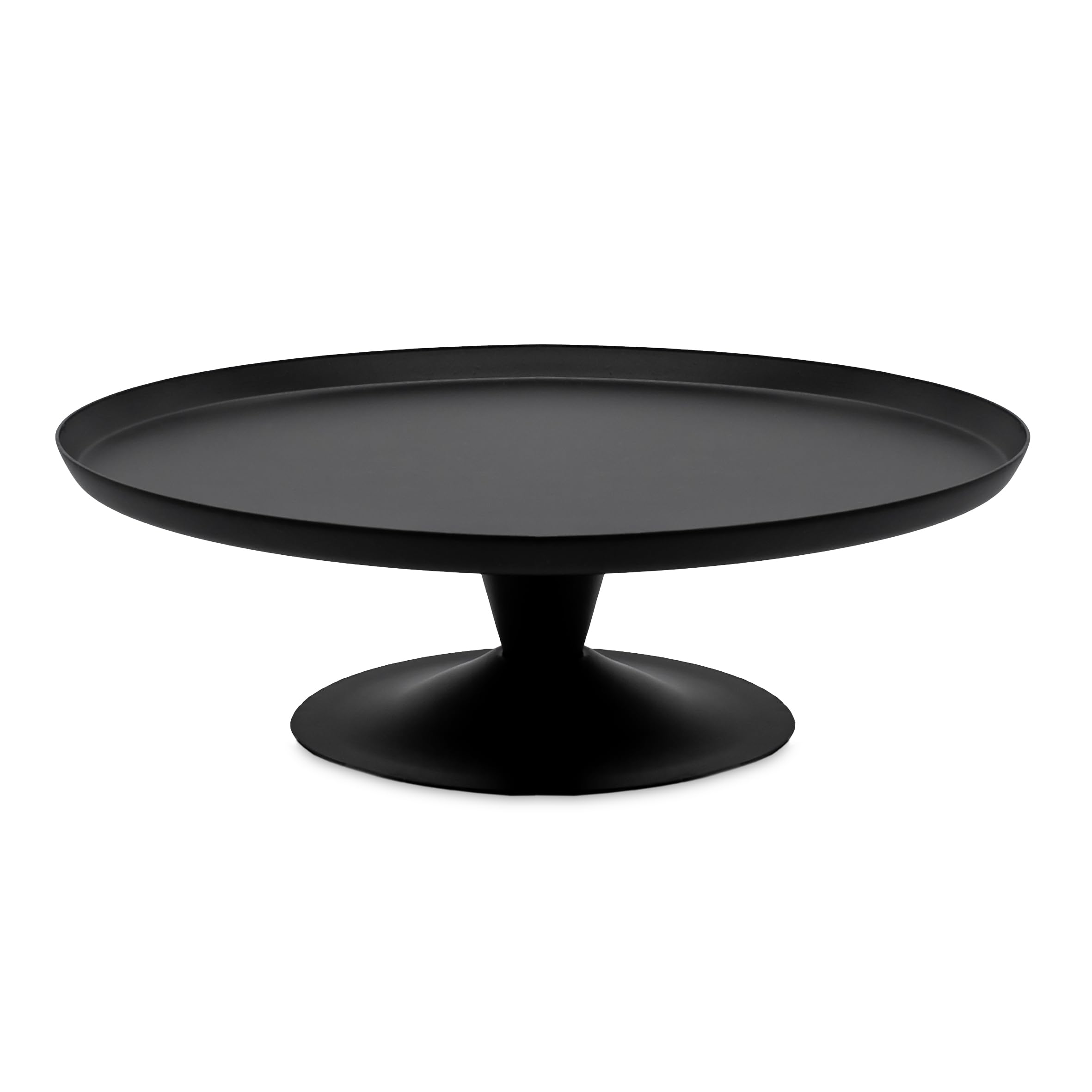 Spetebo Metall Servierständer schwarz mit Fuß - Ø 23 cm - Deko Tischpodest rund - Kerzenteller Dekoteller Servierplatte Etagenständer Ständer für Dekorationen Dessert Obst