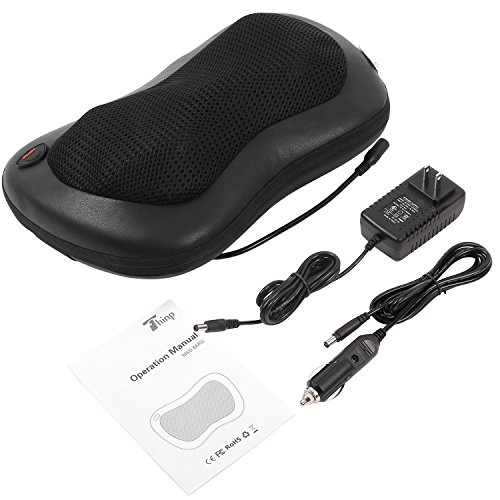 Thinp Cojín Masajeador para Cuello y Espalda, Almohada de Masaje con Calor Infrarrojos, Adaptador Para Coche, Masaje Shiatsu para Pierna, Hombro, Pie y Cintura, etc. Adecuado para Masaje en Casa, Oficina y Coche