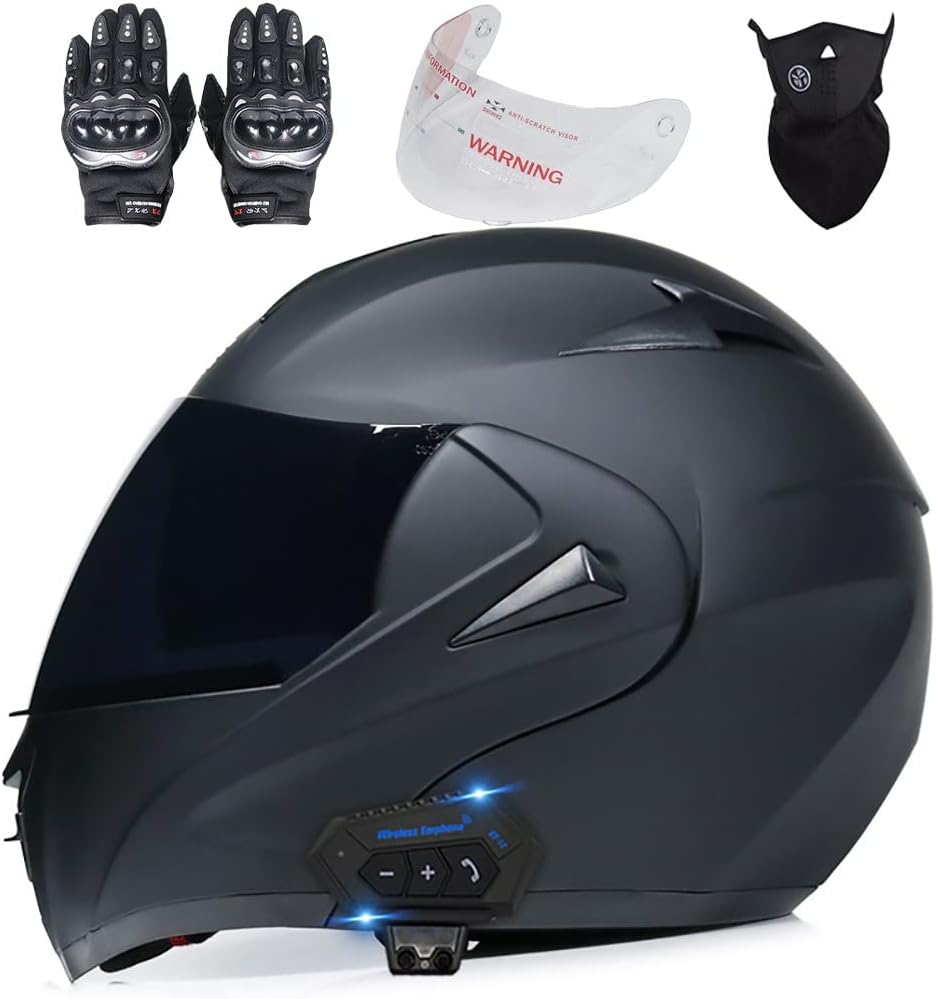 Bluetooth Flip Helmet Dual Sun Motorcycle Helmet Crotch Rocket Helmets for Men Casco para Motocicleta Bluetooth ECE Approved Dual Visor Anti-fog for Adult 55~62cm