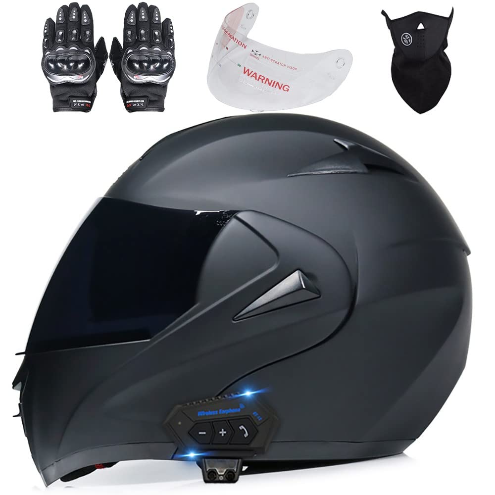 Byroads Bluetooth Flip Helmet Dual Sun Motorcycle Helmet Crotch Rocket Helmets for Men Casco para Motocicleta Bluetooth ECE Approved Dual Visor Anti-fog for Adult 55~62cm