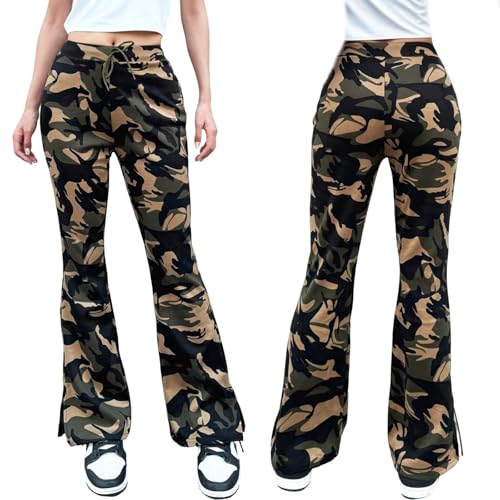 Camouflage pantalon bootcut avec cordon de serrage ajustable