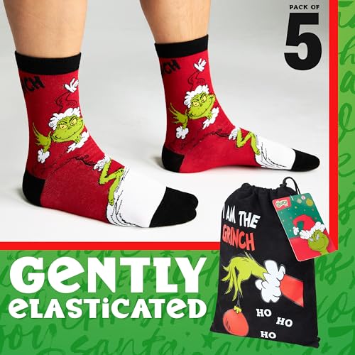 The Grinch Socks for Men Teens, Christmas Holiday Socks Soft Breathable Crew Socks Multipack, Gifts for Him (Multi)4