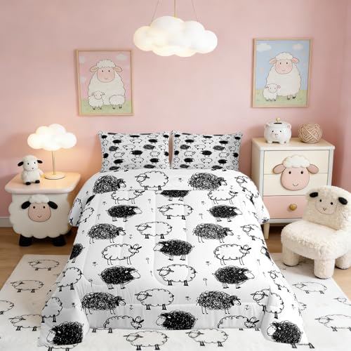 Manfei Sheep Comforter Set for Kids, Twin, All Seasons