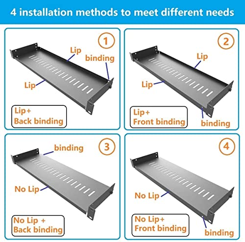 Image of 1U Disassembled Vented Cantilever Server Rack Mount Shelf 6 inch(152mm) Depth for 19-Inch Network /AV Equipment Rack and Cabinet(1U6V)