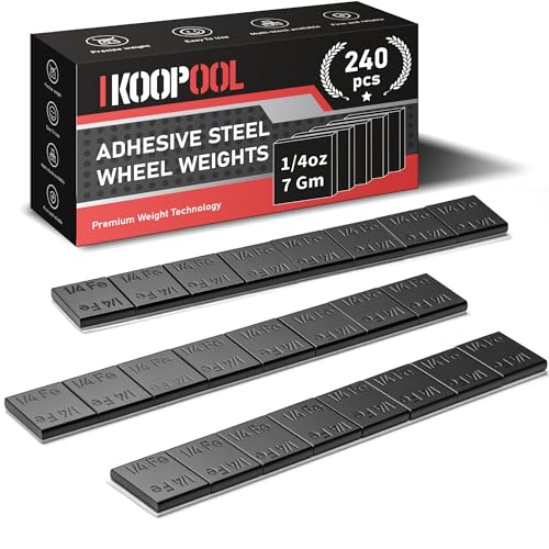 1/4oz (0.25oz) Wheel Weights, Black Adhesive Stick-On Wheel Weights - EasyPeel Type | for Cars, Trucks, SUVs, Motorcycles | Low Profile Design | 60oz/Box (240 Pcs) | U.S. OEM Quality