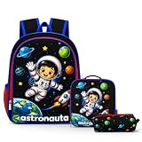 Kit Mochila Infantil Escolar Menino Astronauta Bolsa Reforçada | 4 á 10 Anos