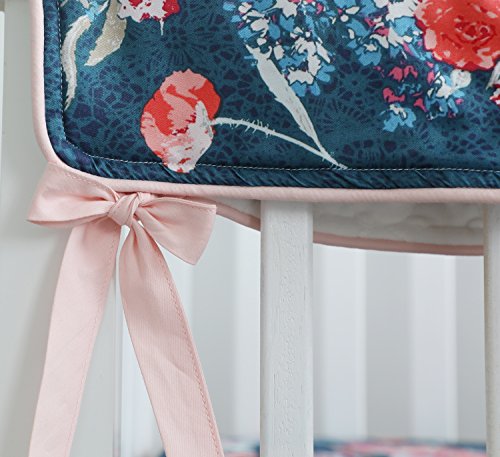 image for Sahaler Coral Navy Floral Baby Crib Bedding Set Minky Blanket Crib Rai