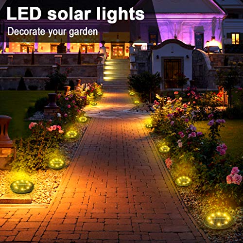 Solar Powered Ground lights 8Pack,Waterproof LED Solar Lights Outdoor Solar Disk Lights Decorative,Solar Garden Lights for Landscape Pathway Patio Yard Walkway Path Lawn Driveway Lighting (Warm White)