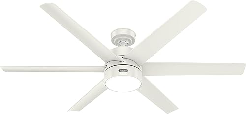 Hunter Ventilador de techo Solaria blanco fresco de 60 pulgadas con kit de luz LED y control de pared