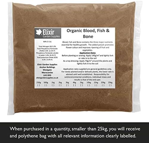Elixir Gardens Fish Blood and Bone organic fertiliser 25Kg Bag | Treats over 350sqm