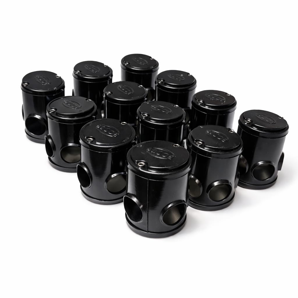 Heavy Duty Electrical Junction Box | Waterproof Conduit Box with Lid | Multi-Entry Cable Connector Box | Industrial Grade PVC Junction Box (Black, Pack of 12)-picture-13