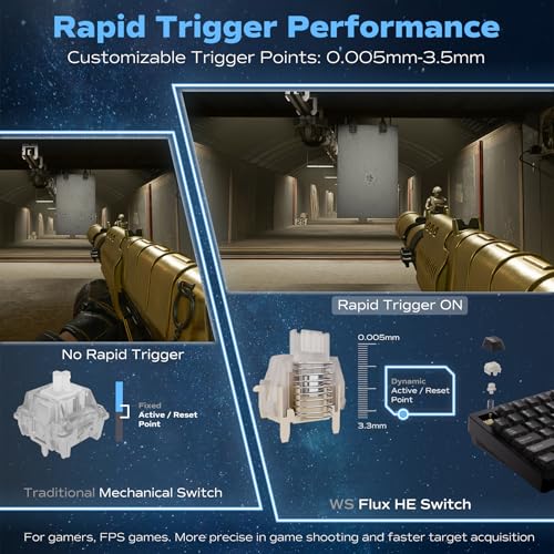 Image of OOCTPK Chilkey Slice75 HE Gaming Keyboard: Hall Effect Aluminum Keyboard with Flux Switch, Rapid Trigger, 8K Polling, Per-Key RGB Gaming Magnetic Switch Key Board for Gaming (Translucent Blue)