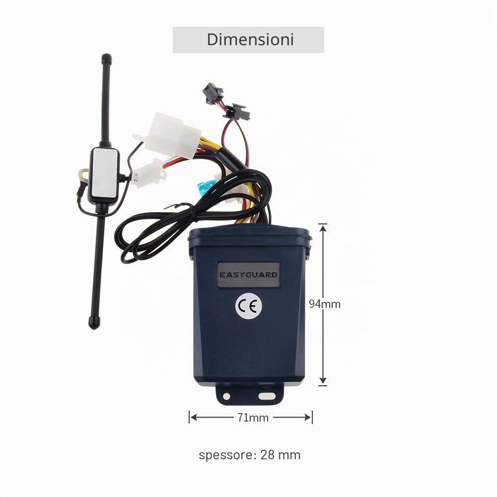 EASYGUARD EM212 Sistema di allarme per moto bidirezionale con display LCD Pager Trasmettitore ricaricabile Sensore d'urto integrato e sensore a microonde che rileva DC12V