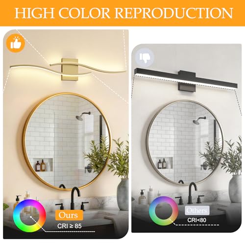 Image of KARTOOSH Hardwired Gold Vanity Lights for Bathroom