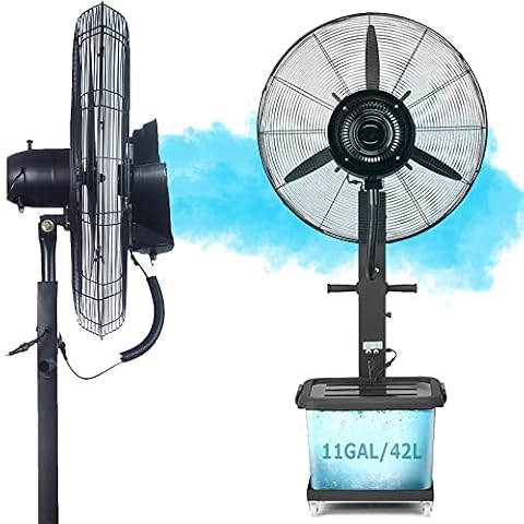 Wentylator kolumnowy oscylacyjny 90° z funkcją zraszania, 3 prędkościami i zbiornikiem 42 l do użytku zewnętrznego w przemyśle, Fan blade750mm