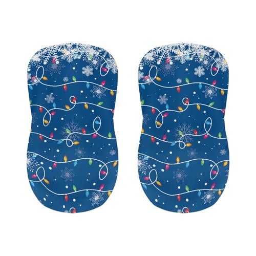 Image of Bar Stool Covers with Backs Square Barstool Covers Christmas Snowflake Lights Elastic Swivel Bar Stool Covers Slipcovers Non-Slip Cushion Slipcover Set of 2