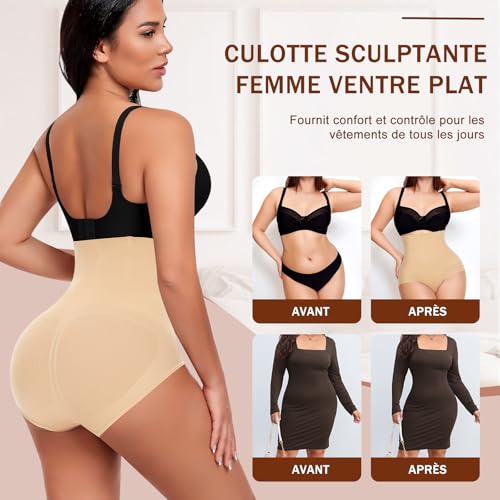 Culotte gainante femme ventre plat taille haute YARRCO gaine invisible sans couture - 5