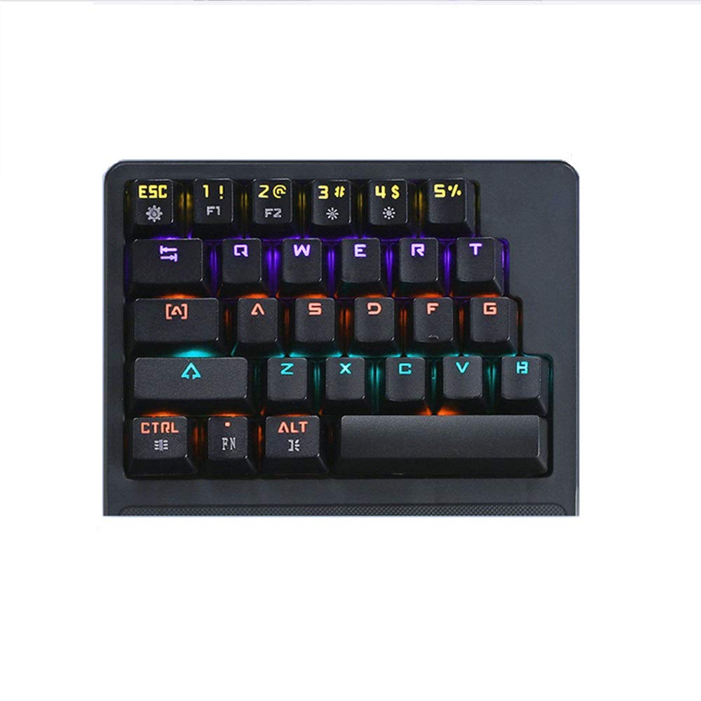 Sodoop Freewolf K9 Wired Mixed Led Backlit USB Ergonomic Single Hamd Gamer Mechanical Gaming Keyboard for PC Laptop Computer (Black)