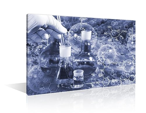 Image of TUMOVO 1 PanelsScientist and Test Tubes Laboratory Concept Artwork Canvas Paintings for Bedroom, Living Room, Office. Medical Chemical Equations Home Decor Framed Ready to Hang (16 inch Wx24 H)