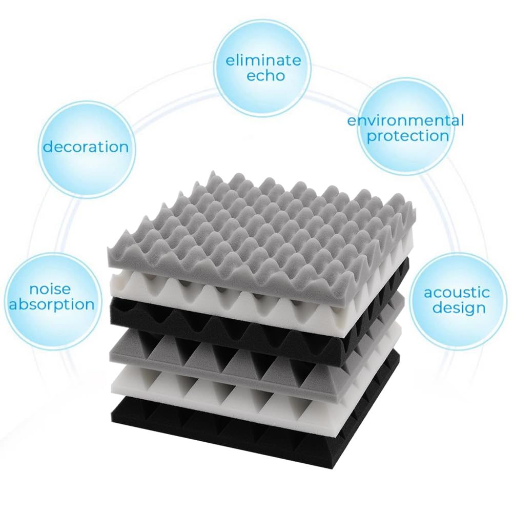 INMOZATA 12 Pack Pyramid Acoustic Foam Panel, 5 X 30 X 30 CM Sound Proofing Panels - Image 4