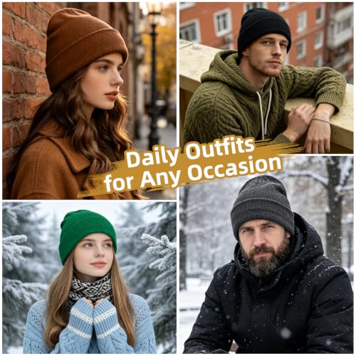 Image of ZOORON Beanie for Men Women Slouchy Winter Beanie Hats Cuffed Skull Caps