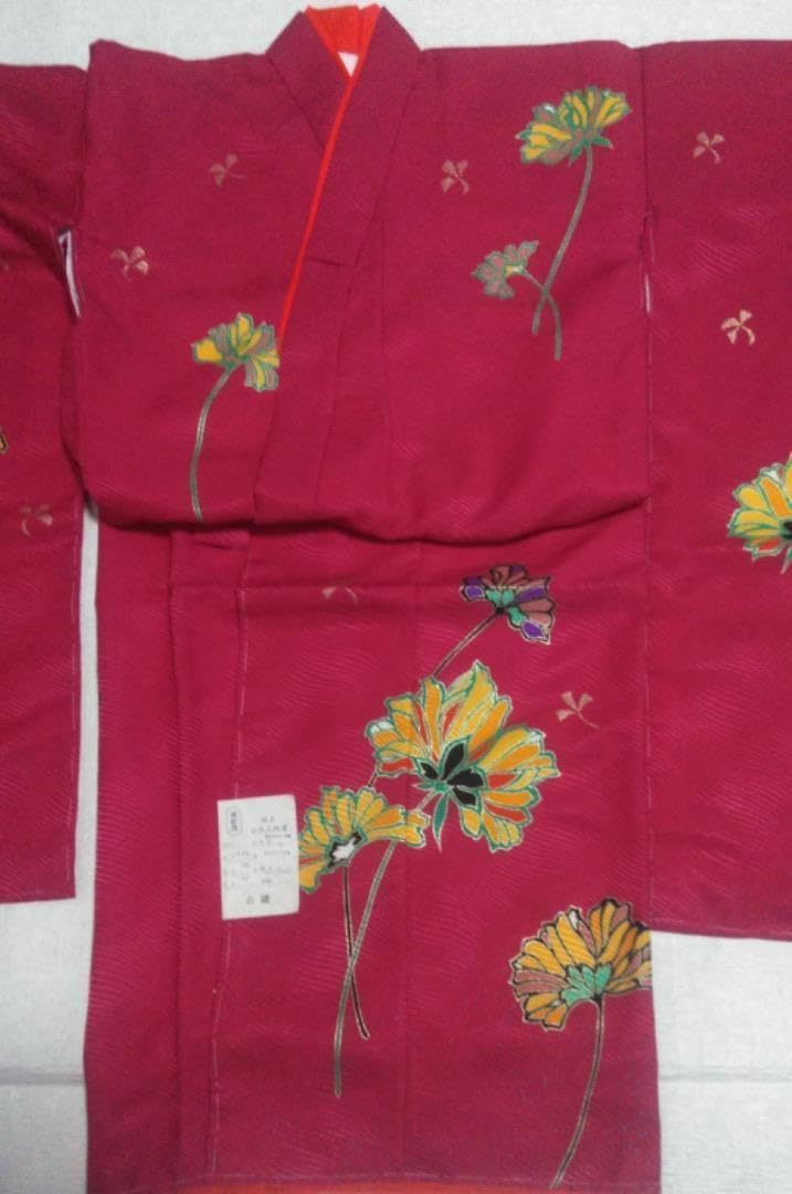 七五三 女の子 7歳 着物 四ッ身 祝い着 七才 赤 ワインレッド 卒 七五三 女の子 7歳 着物 四ッ身 祝い着 七才 赤 ワインレッド 卒