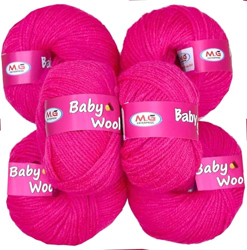 Image of M.G ENTERPRISE 100% Acrylic Wool Magenta 6 Pc Baby Wool 4 ply Ball Hand Knitting Wool /Art Craft Soft Fingering Crochet Hook Yarn- Art-GG