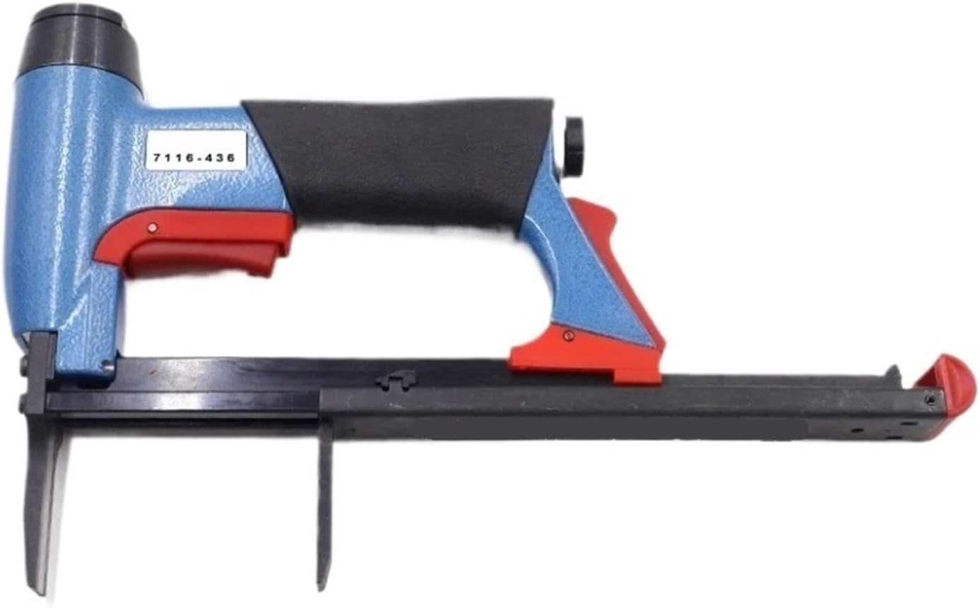 Pneumatic Stapler ，Powered Upholstery Stapler 22 Gauge Pneumatic Upholstery Nailer 7116-436 Extended Mouth Nail Gun 9mm Width Fine Wire Pneumatic Stapler for Upholstery Woodorking Tools