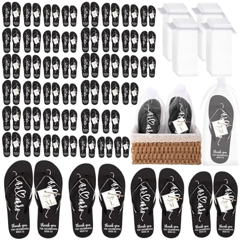Image of Cuffbow Bulk Flip Flops for Wedding Guest Bride Sandals Spa Slippers with Size Card Organza Bag for Pool Beach Party