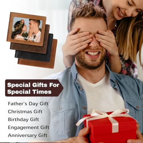 Personalized Leather Wallet with Photos Custom Wallets for Men Design Your Own Name Picture Soft High Capacity Wallet for Men Husband Bf Dad Son Uncle Friend (Printing-Long Pictures)4