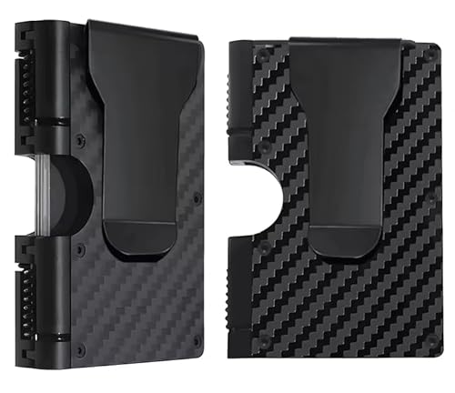 LILTOM RFID Blocking Slim Minimalist Aluminum Credit Card Holder, Metal Money Clip Wallet Case, Small Size wallet, Carbon Fiber Wallet For Man, Great gift for birthday, Christmas, Father's Day.