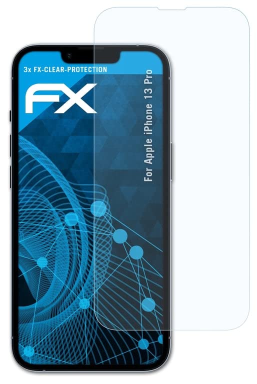 atFoliX Screen Protection Film compatible with Apple iPhone 13 Pro Screen Protector, ultra-clear FX Protective Film (3X)