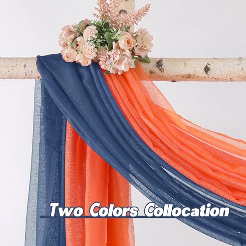 DONREN Semi Sheer Panel Curtains Scarf-Home Decor Window Sheer Valance Voile Scarf 1 Piece,52 inches Wide by 288 inches Long,Navy Blue - Thumbnail 3