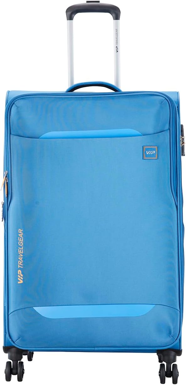 VIPEterno 8W Str 79 Cm | Check-in Polyester Soft Sided 8 Wheels Spinner Trolleys (Blue, Large)